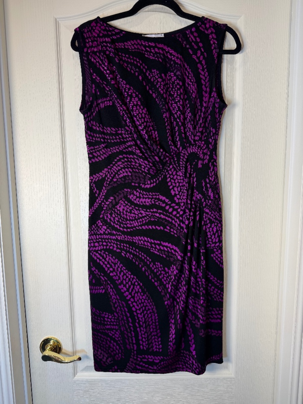 Joseph Ribkoff Black Fuchsia Sleeveless Dress Size 10 Ruched Party Cocktail